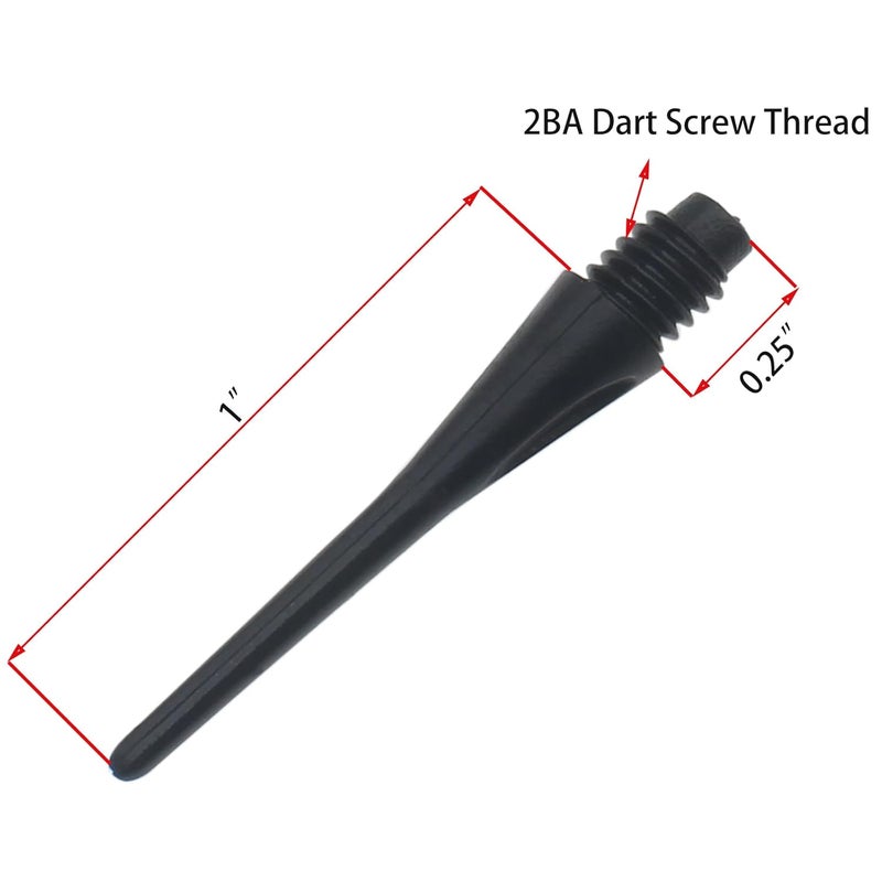 OZXNO 100 قطعة نقاط دارت بلاستيكية ناعمة بديلة 2BA (أسود) - Image 2